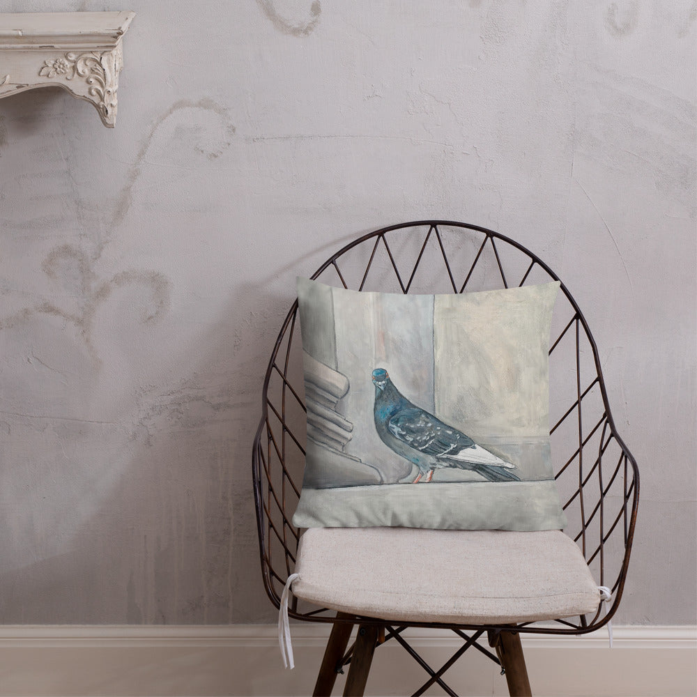 Premium Double-Sided Pigeon Pillow I (Pigeons at the Metropolitan Museum of Art, NYC)
