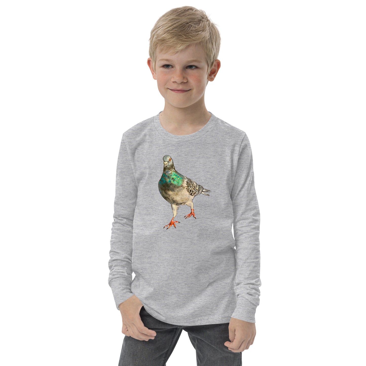 Youth Long Sleeve Tee - Scottish Pigeon Design