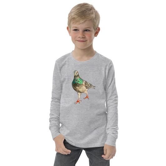 Youth Long Sleeve Tee - Scottish Pigeon Design