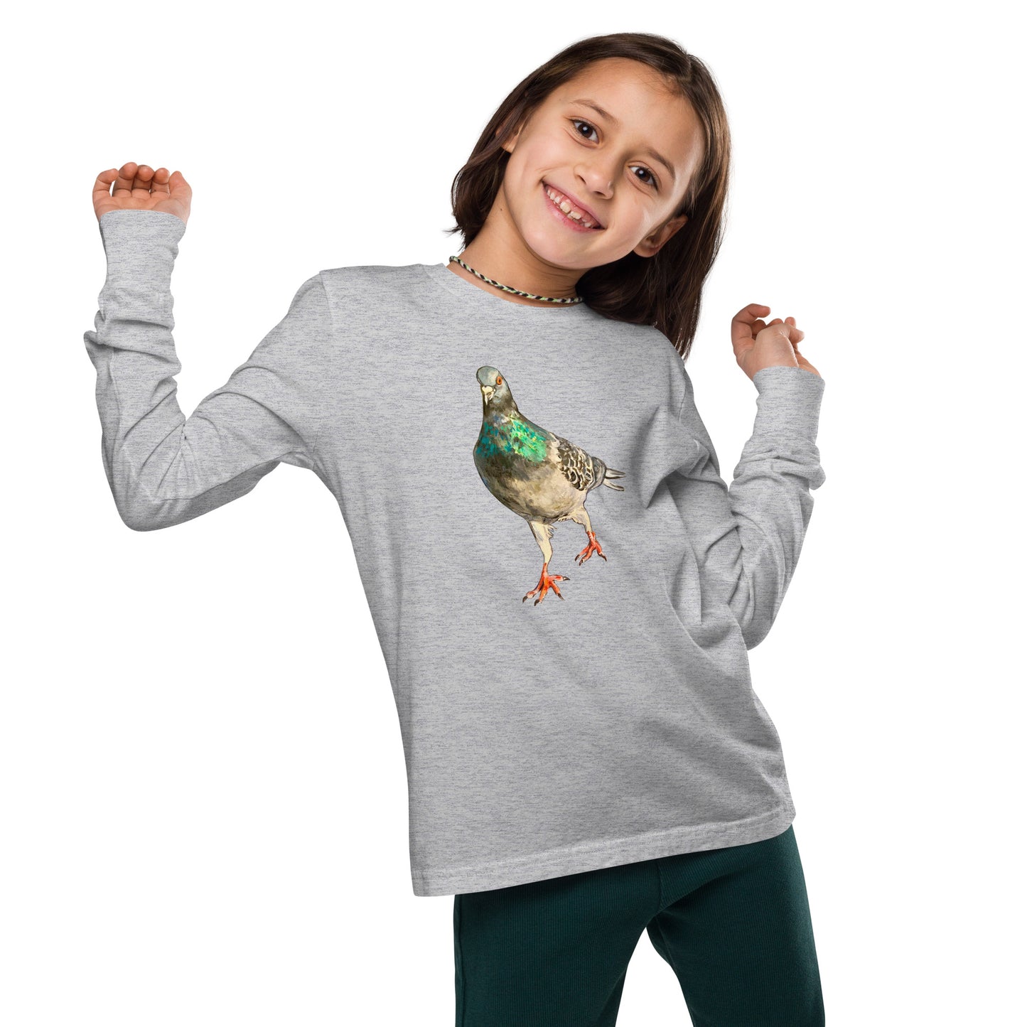Youth Long Sleeve Tee - Scottish Pigeon Design