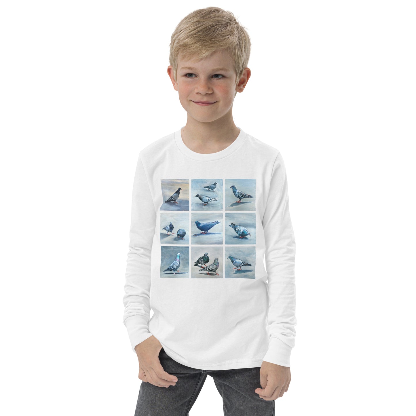 Youth Long Sleeve Tee - Twelve Pigeons Design