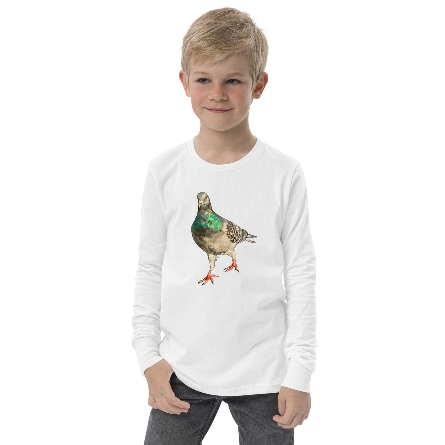 Youth Long Sleeve Tee - Scottish Pigeon Design