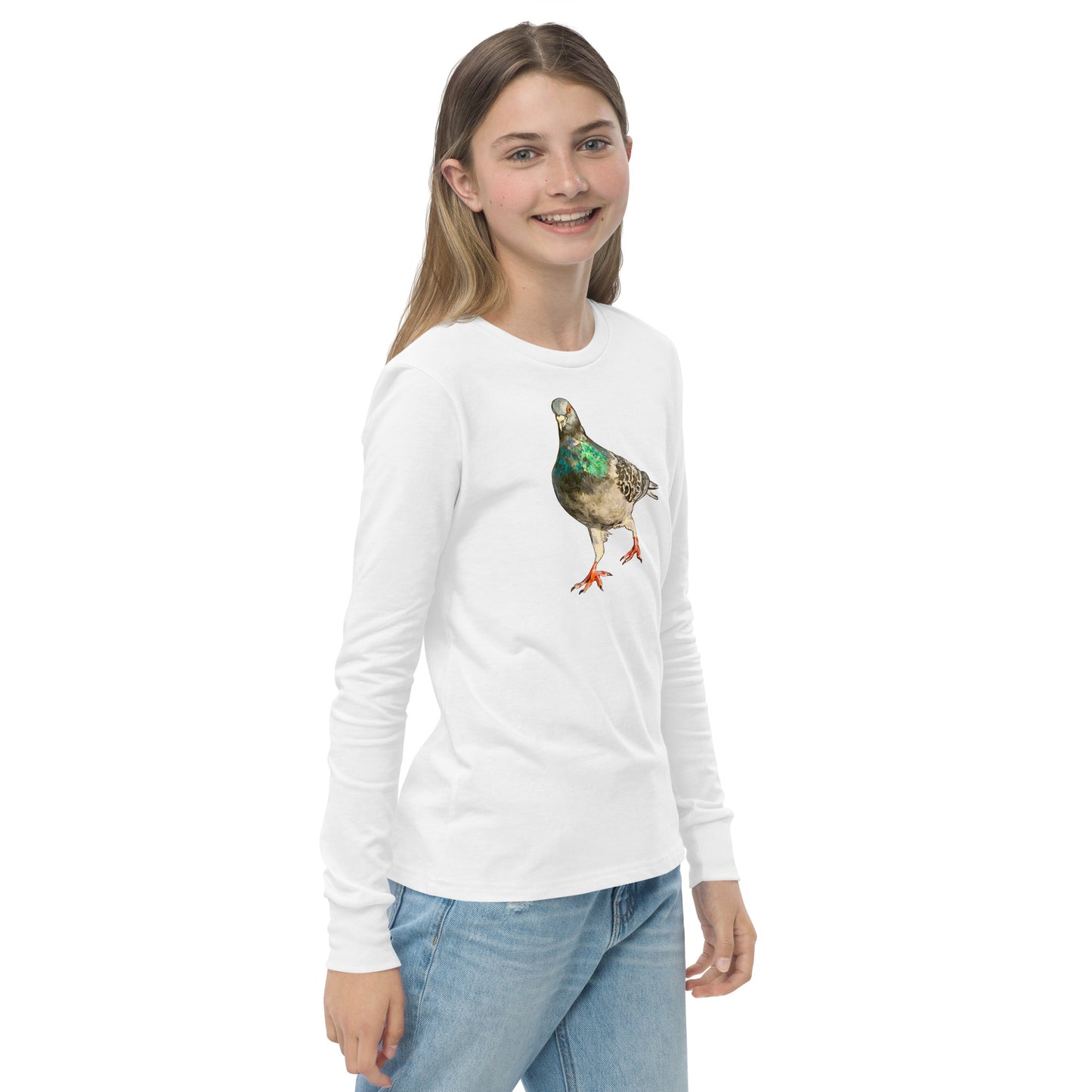Youth Long Sleeve Tee - Scottish Pigeon Design