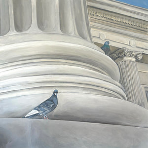 Two Pigeons at The Met, Oil on Canvas, 36in x 36in — NYC, NY