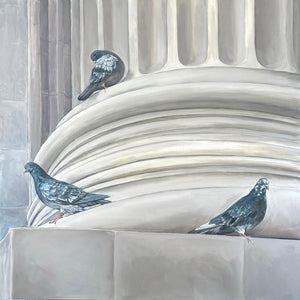 Three Pigeons at The Met, Oil on Canvas, 36in x 36in — NYC, NY