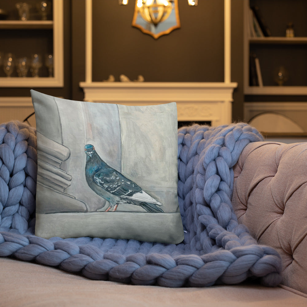 Premium Double-Sided Pigeon Pillow I (Pigeons at the Metropolitan Museum of Art, NYC)