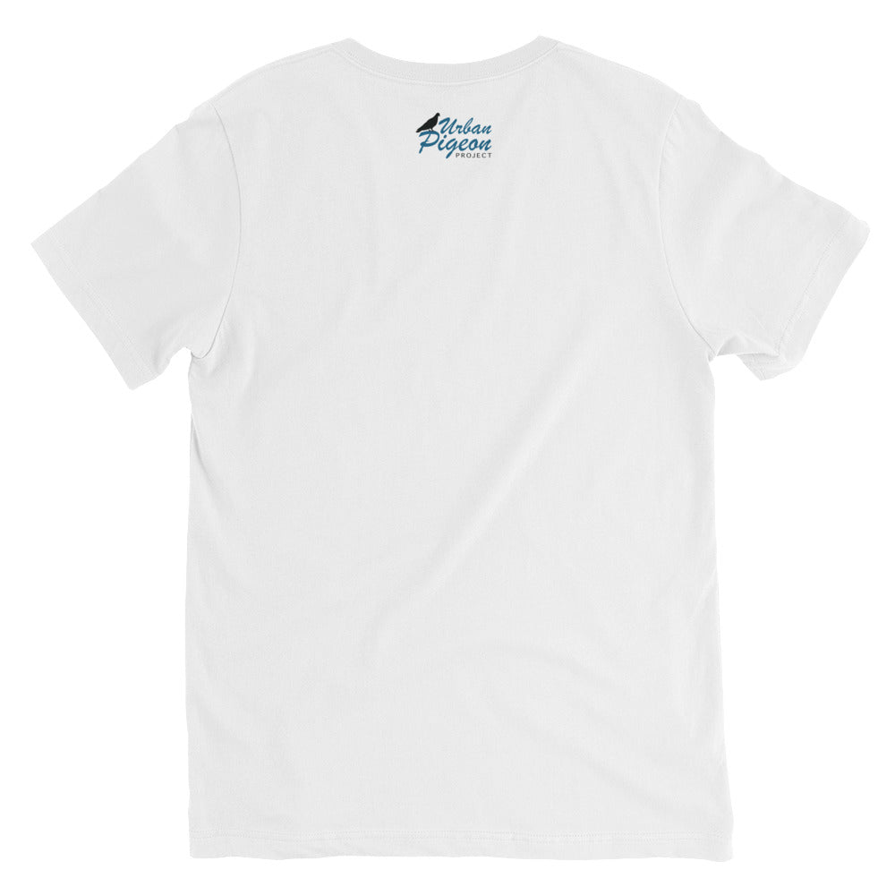 Unisex Short Sleeve V-Neck T-Shirt - Yoga Pigeon Pose Design