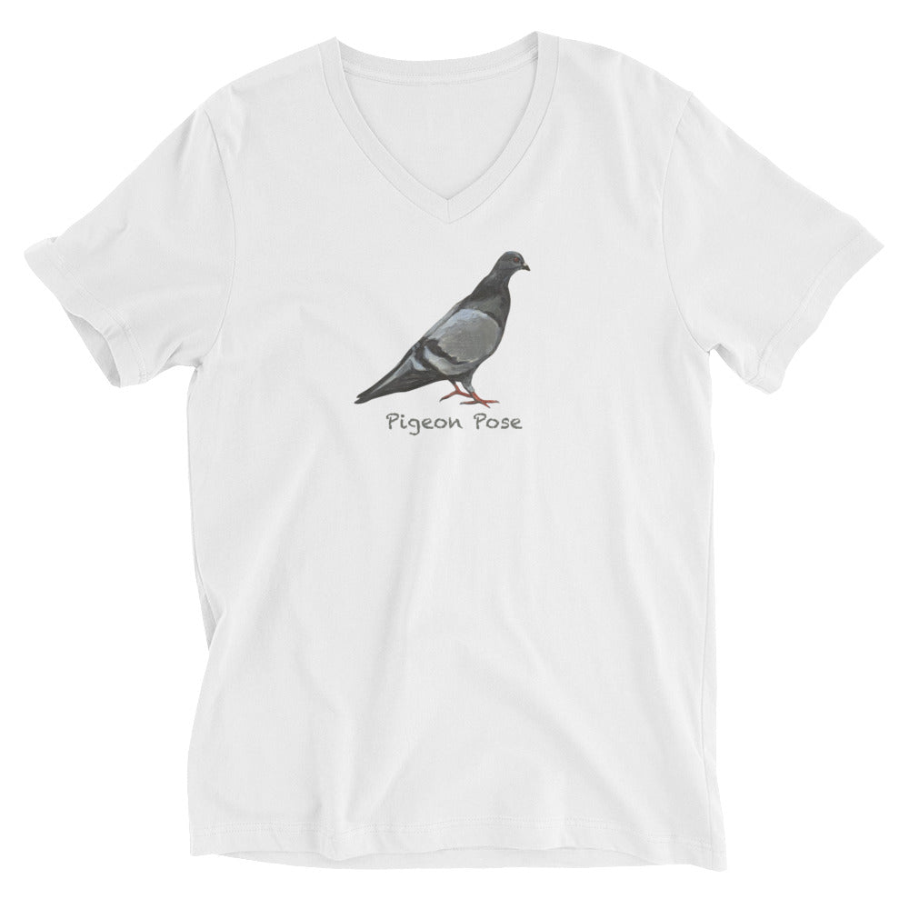 Unisex Short Sleeve V-Neck T-Shirt - Yoga Pigeon Pose Design