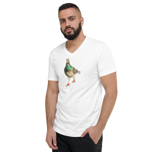 Unisex Short Sleeve V-Neck T-Shirt - Scottish Pigeon Design