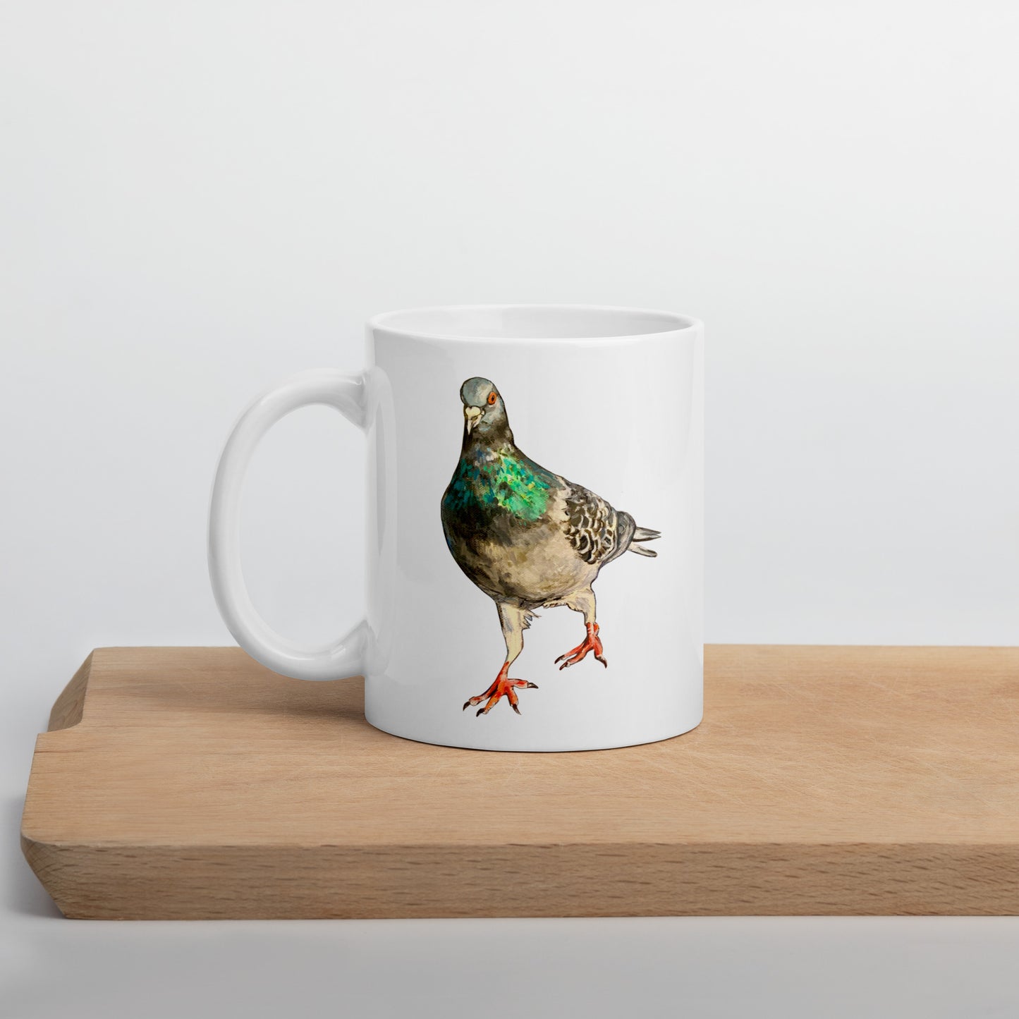 White glossy mug – Scottish Pigeon