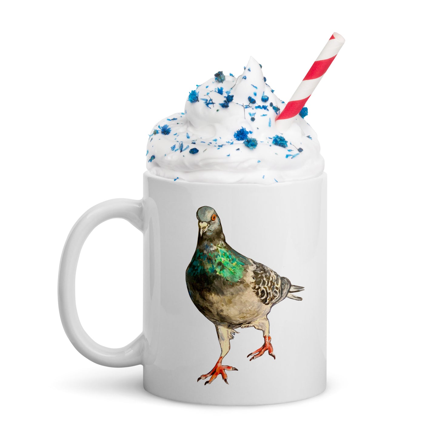 White glossy mug – Scottish Pigeon