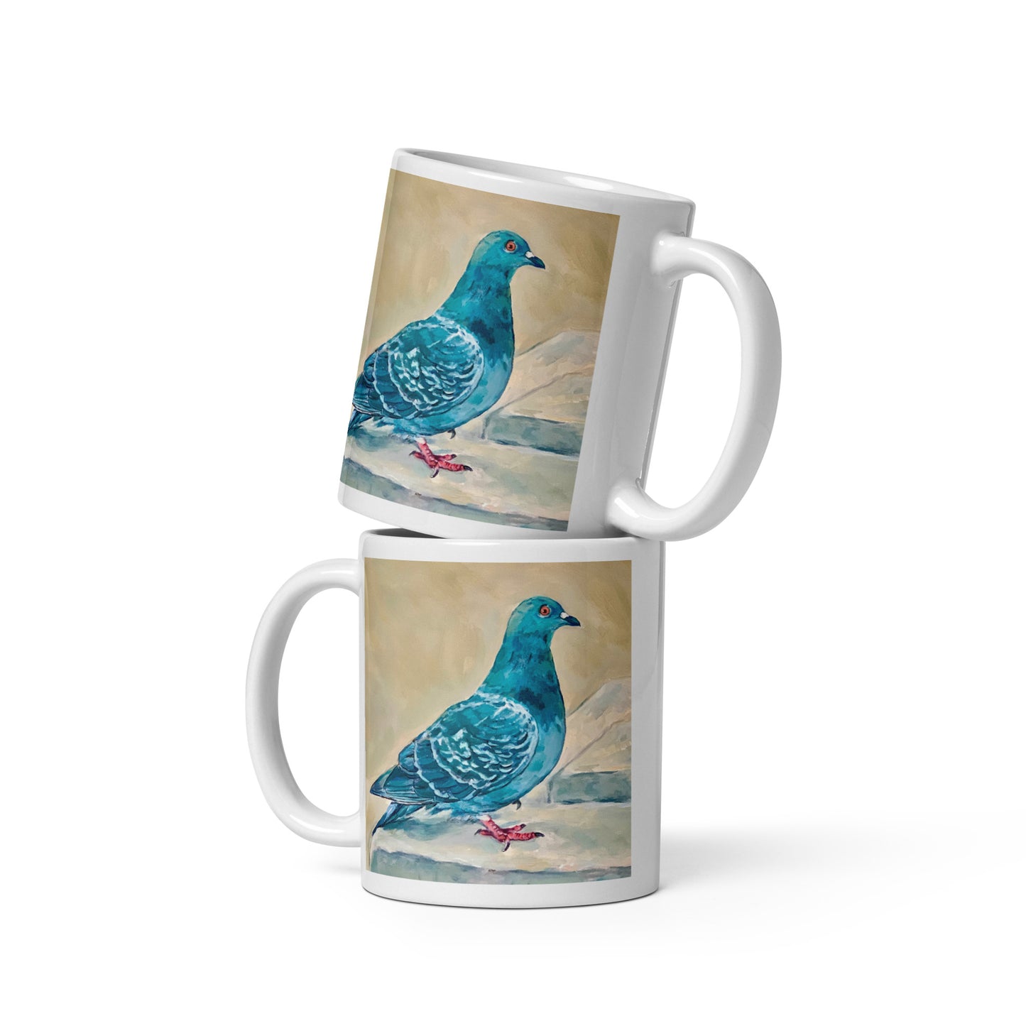 White Glossy Mug - Pigeon from Paris