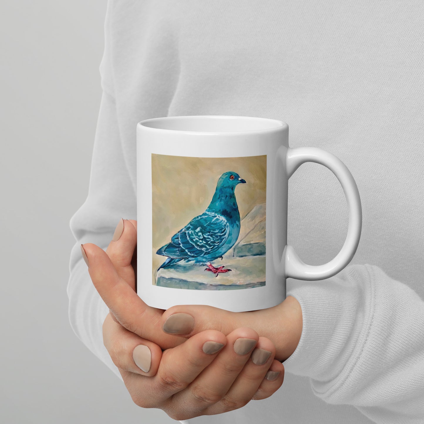 White Glossy Mug - Pigeon from Paris