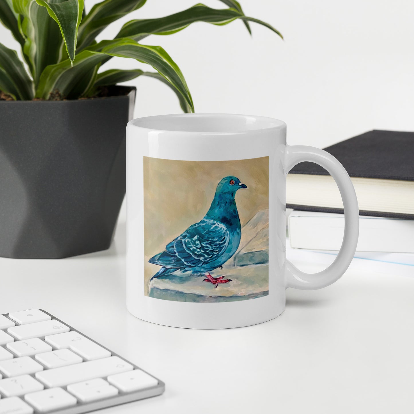 White Glossy Mug - Pigeon from Paris