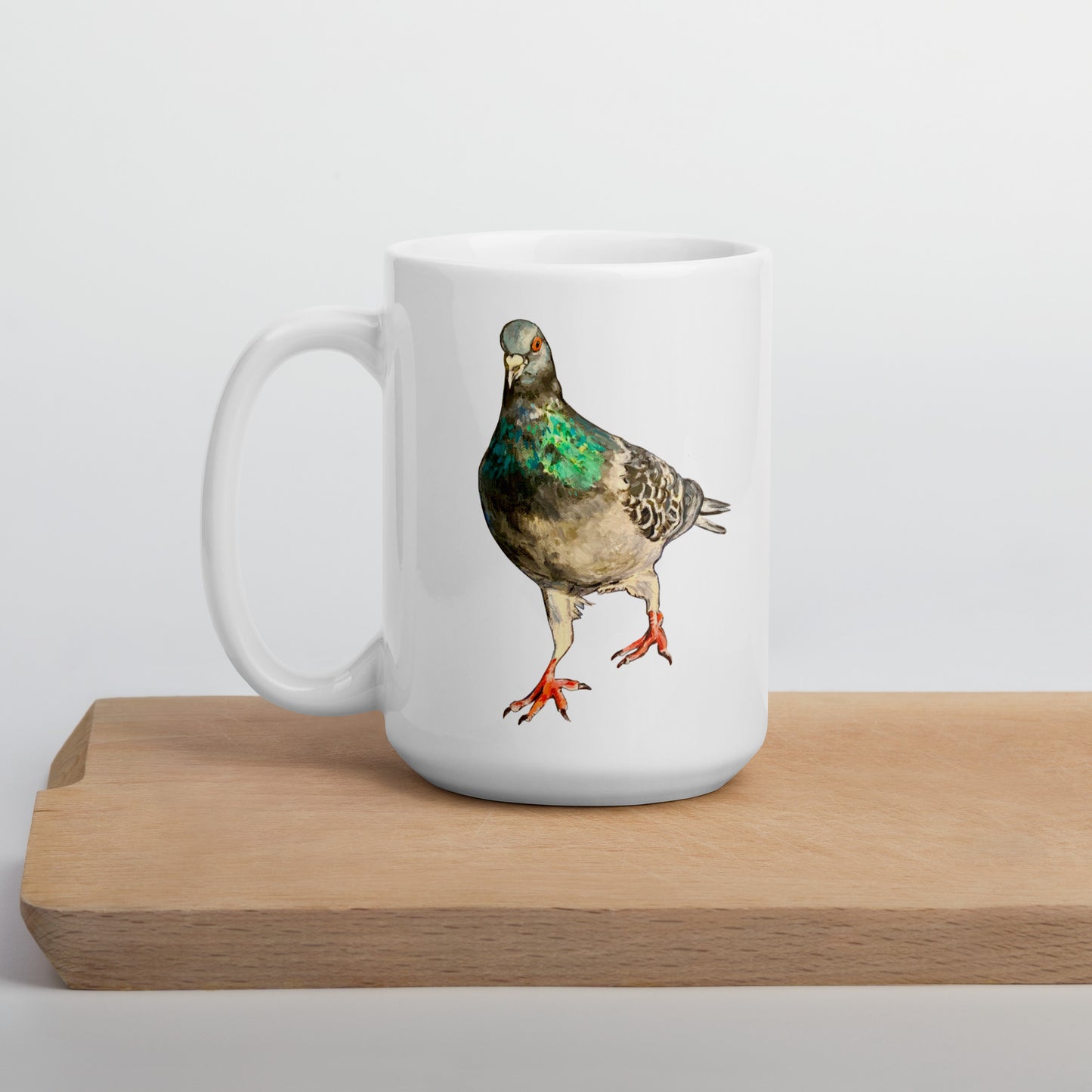 White glossy mug – Scottish Pigeon