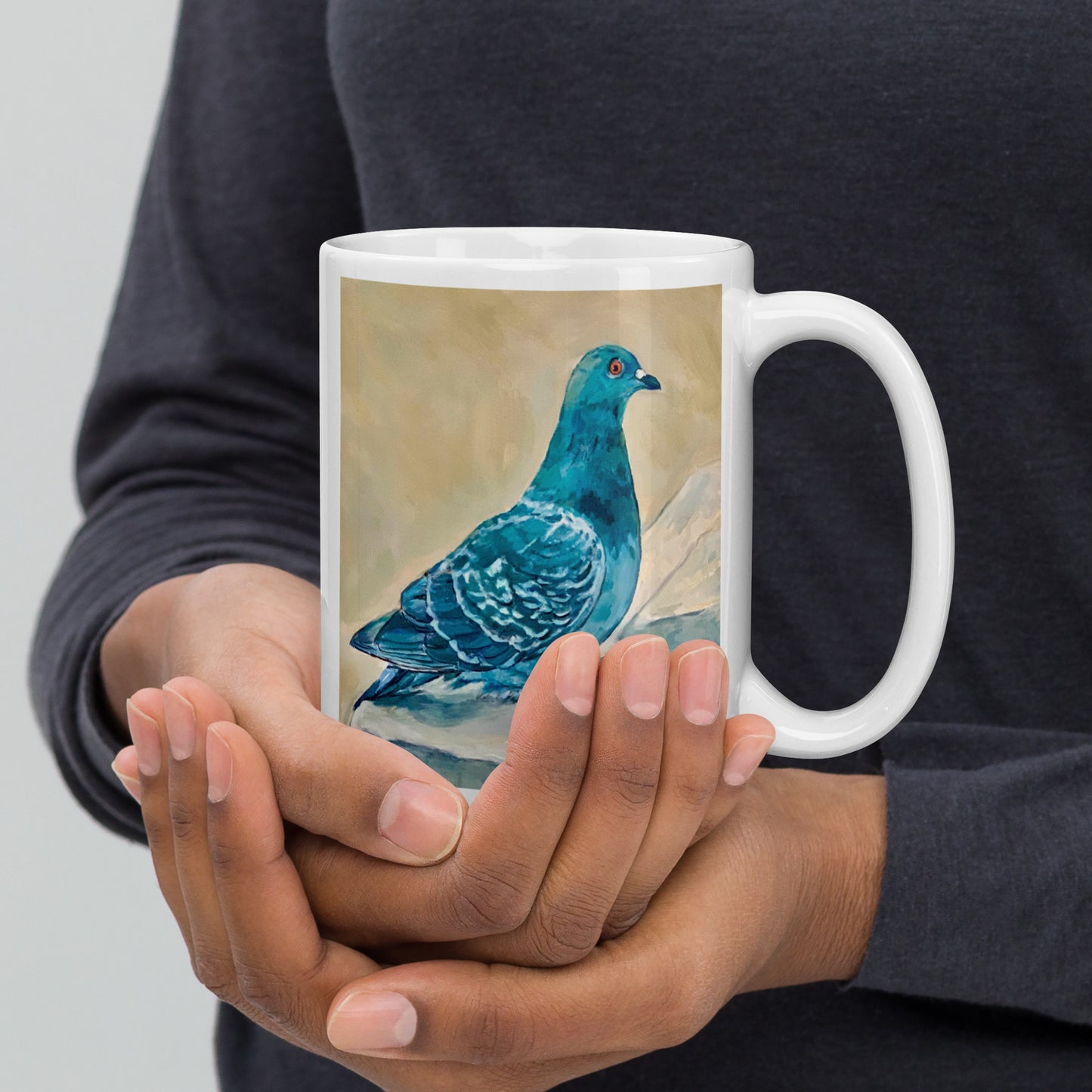 White Glossy Mug - Pigeon from Paris